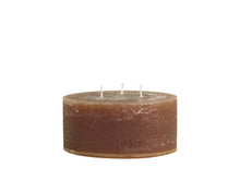 Load image into Gallery viewer, Round Rustic 3 Wick Pillar Candle - Honey /Walnut / Linen