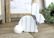 Load image into Gallery viewer, White Wooden Bunny Block with Ribbon