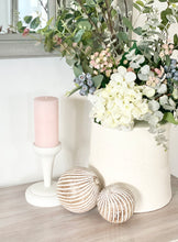 Load image into Gallery viewer, Wooden Carved White/Grey & Natural Decorative Balls – Set of Two