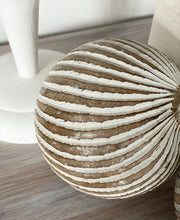 Load image into Gallery viewer, Wooden Carved White/Grey & Natural Decorative Balls – Set of Two