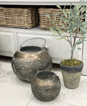 Load image into Gallery viewer, Old Hurricane Candle Lanterns in Antique Mocca - set of 2