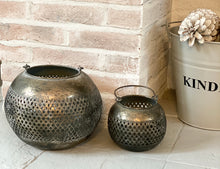 Load image into Gallery viewer, Old Hurricane Candle Lanterns in Antique Mocca - set of 2