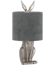 Load image into Gallery viewer, Sitting Silver Hare Lamp with Grey Velvet Shade