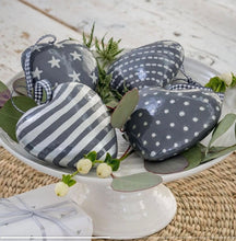Load image into Gallery viewer, Wooden Grey hanging Heart - Spots, Stripes , Stars, Lines