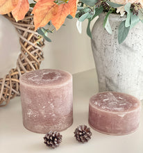 Load image into Gallery viewer, Round Rustic 3 Wick Pillar Candle - Honey /Walnut / Linen