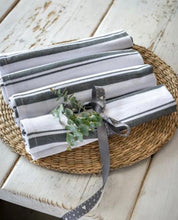 Load image into Gallery viewer, White Woven Napkins with Traditional Ticking Stripes (Set of 4)