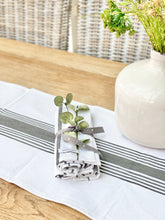Load image into Gallery viewer, White Table Runner with traditional ticking stripes