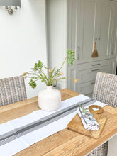 Load image into Gallery viewer, White Table Runner with traditional ticking stripes