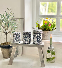 Load image into Gallery viewer, Grey Floral Enamelware Storage Tins - Hand Painted