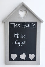 Load image into Gallery viewer, Rustic Wooden Memo Blackboard with 3 heart magnets (personalised)