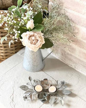 Load image into Gallery viewer, Antique Zinc Tealight Holder with Ornate Leaves