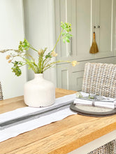 Load image into Gallery viewer, White Table Runner with Traditional Charcoal Ticking Stripes
