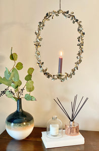 Antique Gold  twisted leaf wreath -candle holder