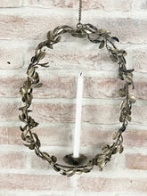 Load image into Gallery viewer, Antique Gold  twisted leaf wreath -candle holder
