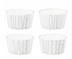 Tapas Ceramic pots - Oil,Butter,Salt & Olive - Bastion Collection