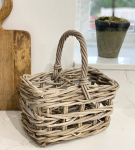 Kubu Grey Buff Rattan Bottle Carry Basket