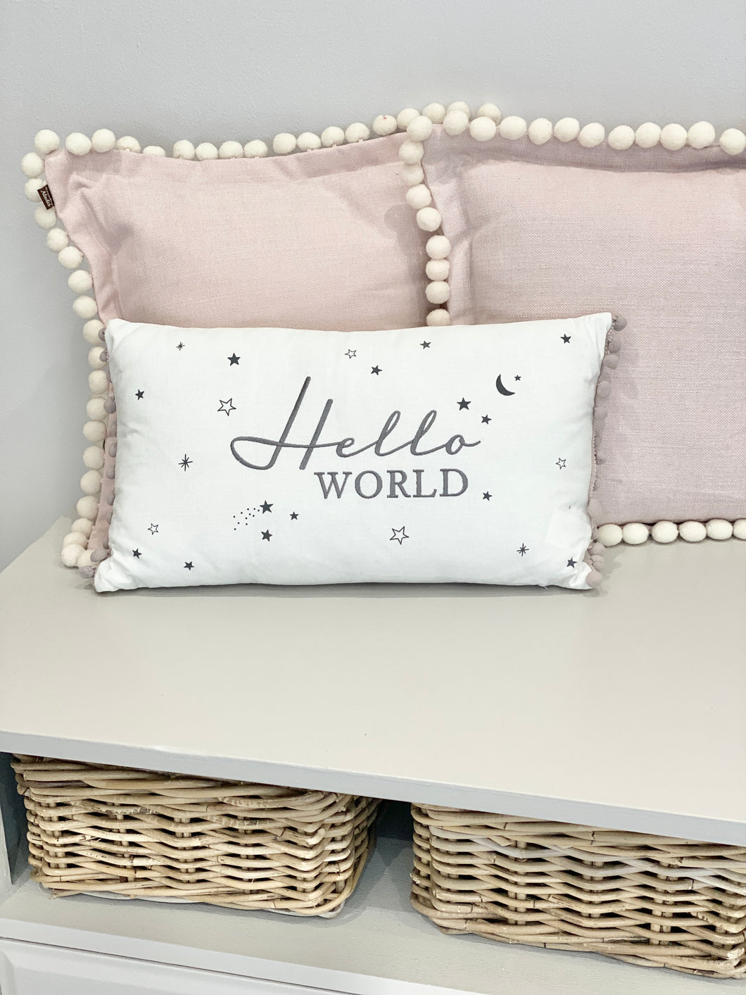 Linen Newborn Baby Cushion Gift - Hello World