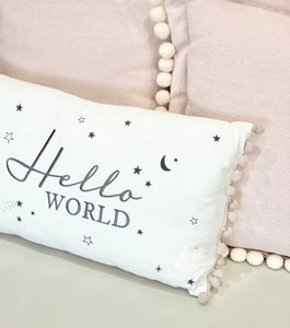 Linen Newborn Baby Cushion Gift - Hello World