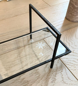 Metal Candle Holder Stand with Glass Shelf