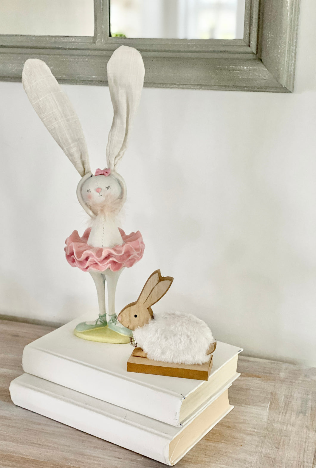 Large Standing Ballerina Bunny With Linen Ears