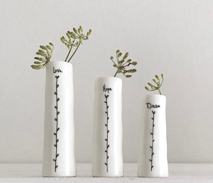 Love Hope Dream -set of 3 bud vases