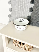 Load image into Gallery viewer, Enamel White Dog &amp; Cat Bowls - Personalised
