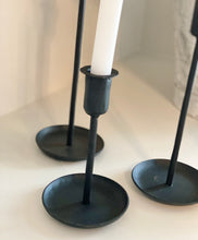 Load image into Gallery viewer, Antique Black Iron Candlesticks
