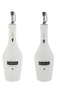 Ceramic Olive Oil & Vinegar  Bottles - Set of 2 in Black