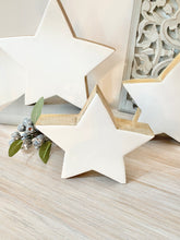 Load image into Gallery viewer, White Gloss &amp; Chunky Wood Standing Stars -Set of 3
