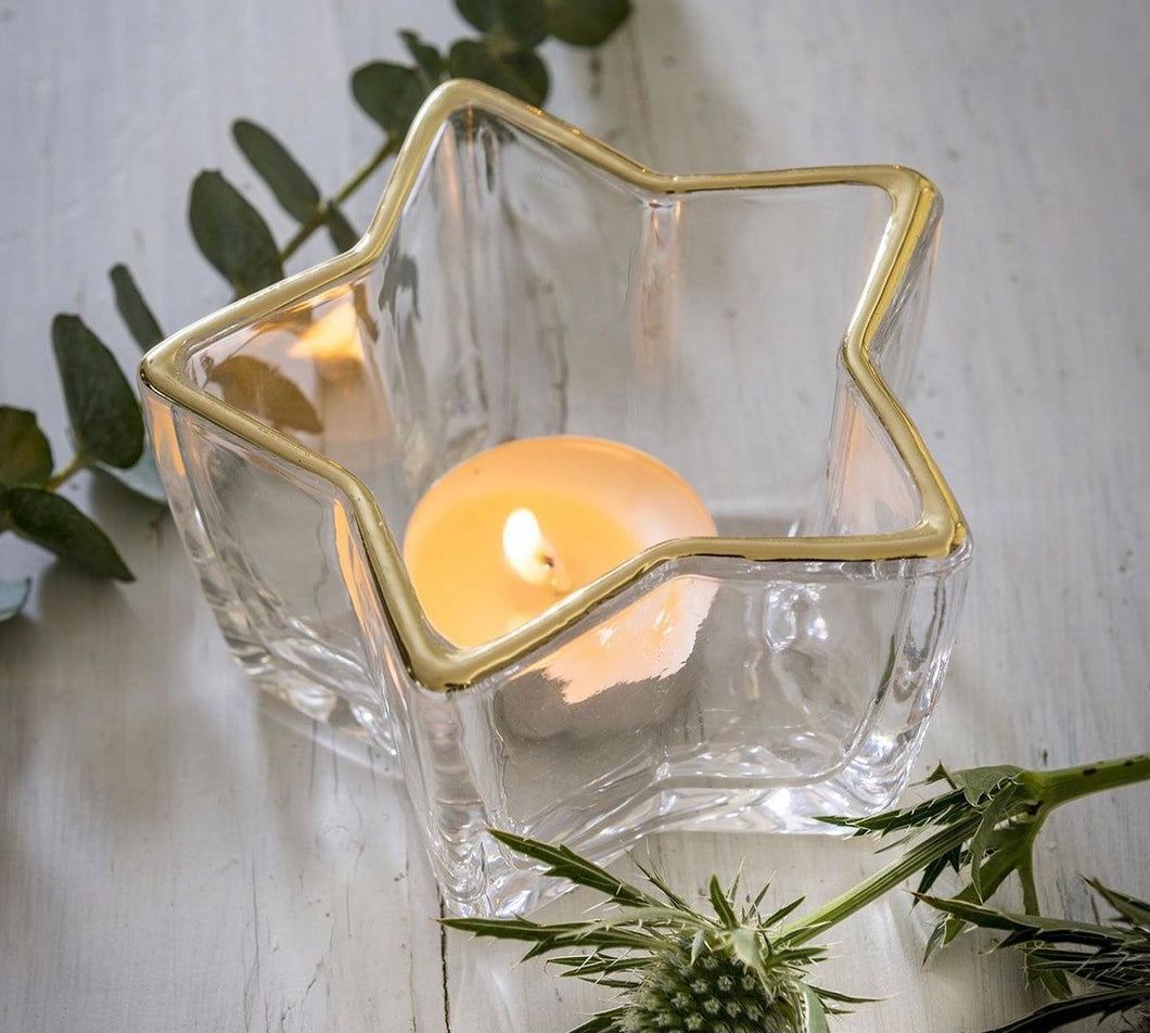 Glass Star Tea Light Holder /Candle Holder