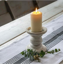 Load image into Gallery viewer, White Table Runner with traditional ticking stripes
