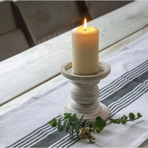 White Table Runner with traditional ticking stripes