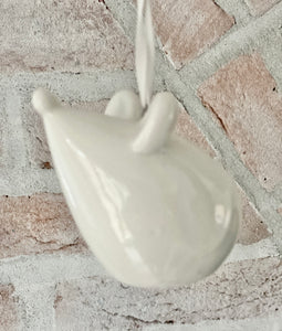 White Ceramic Mouse- hanging