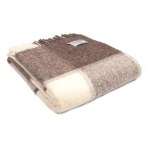 Pure Wool Block Check  Throw /Blanket