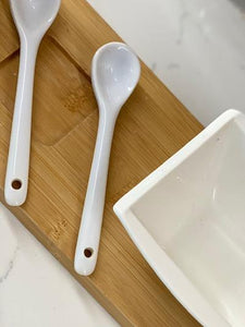 Mini Ceramic White spoons   (set of 2)